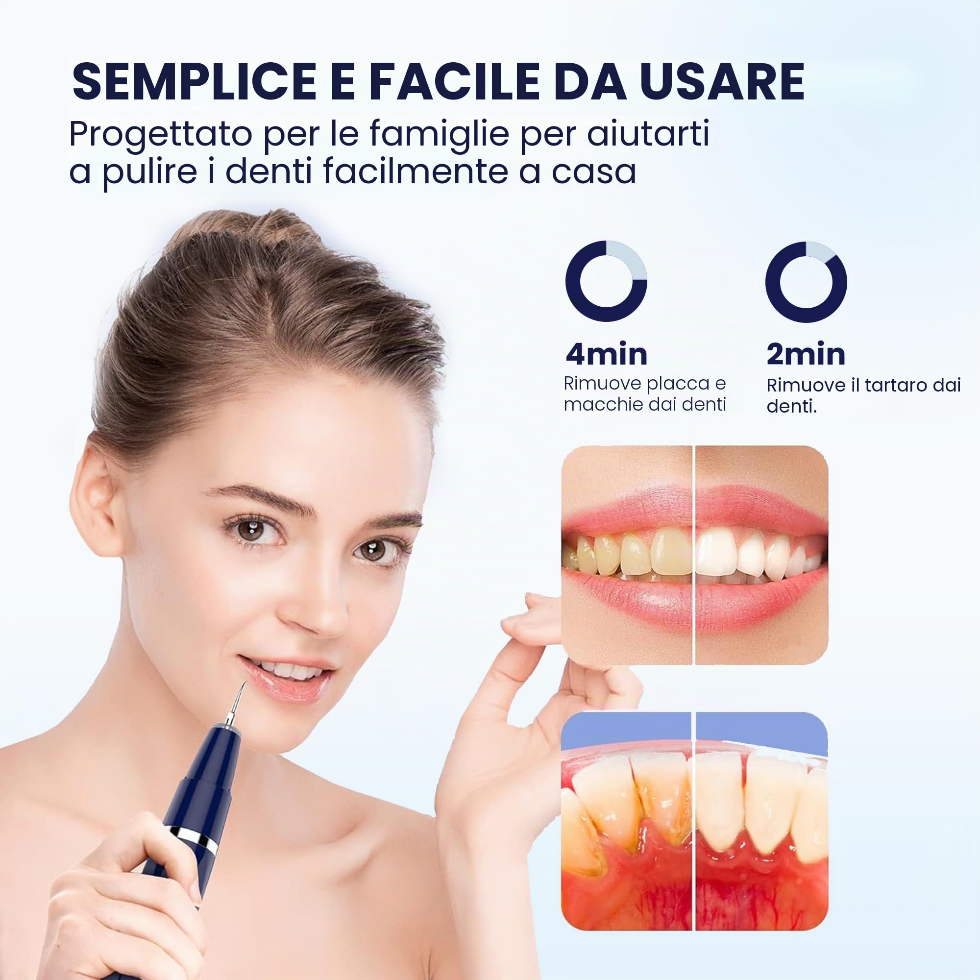 HOKIN Pulizia Denti Tartaro Ablatore Kit - Igiene Dentale per Placca e Tartaro Rimozione Sbiancamento Denti kit con specchietto dentista, per Cura Orale Domestico Rimozione, Placa (blu)