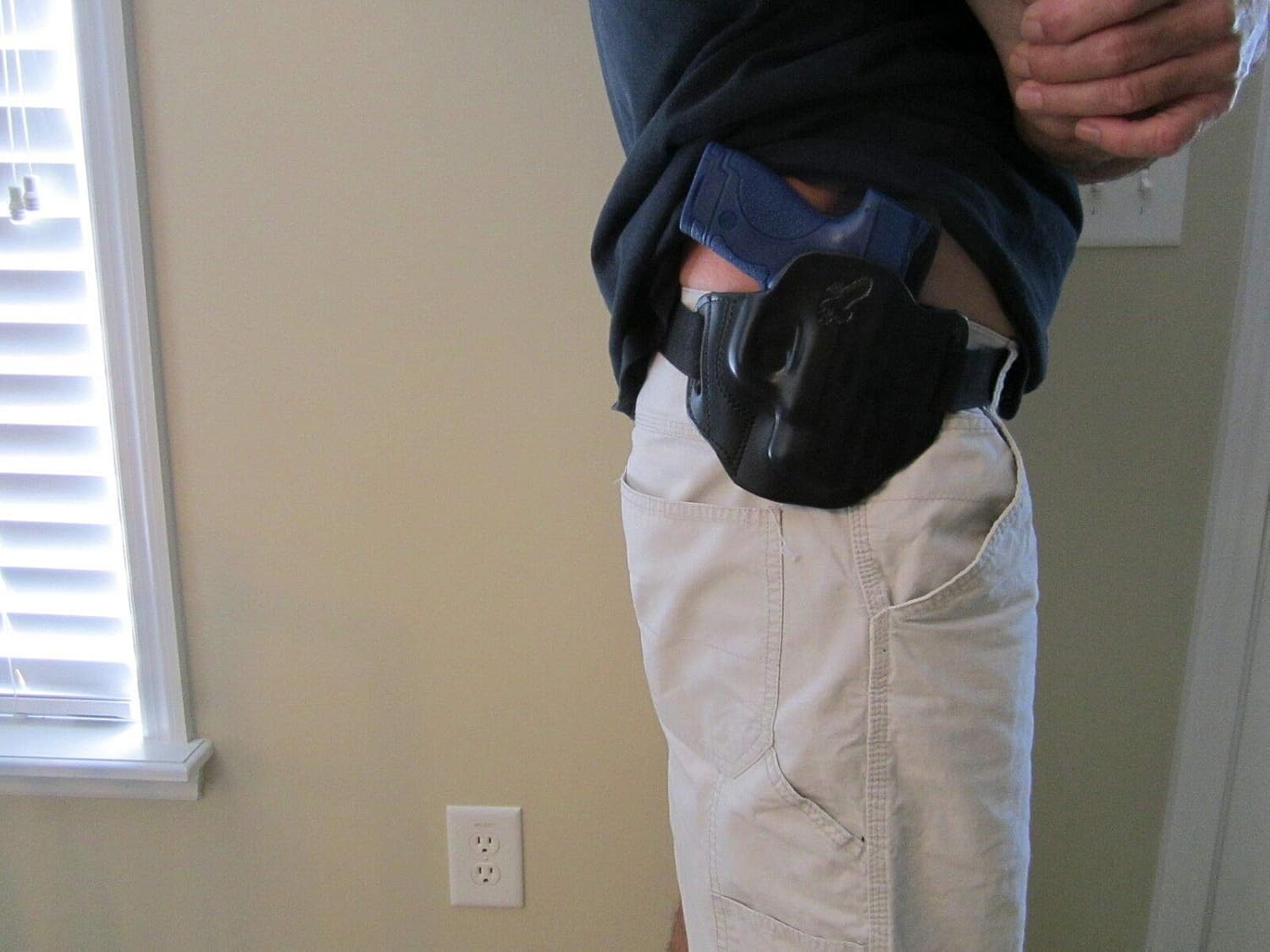 Fits S&W M&P Shield 3.3 45 Cal. Formed Leather Pancake owb Leather Belt Slide Holster
