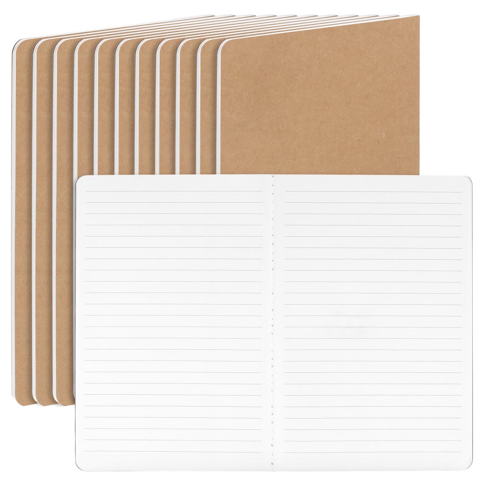 HONYUET 12 Pack A5 Lined Kraft Paper Notebook, 30 Sheets, 60 Pages, Brown Lined Notepad for Home Office Journal, 21 x 14 cm