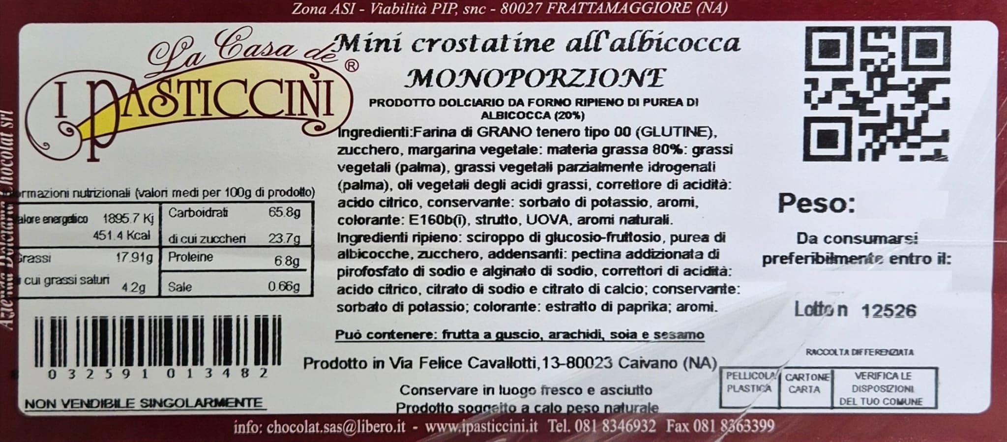Mini Crostatine all’Albicocca Monoporzione Biscotti Snack Dolci Confezionati Singolarmente Ideali per Colazione Merenda Buffet Feste e Pausa Golosa (1,7Kg)