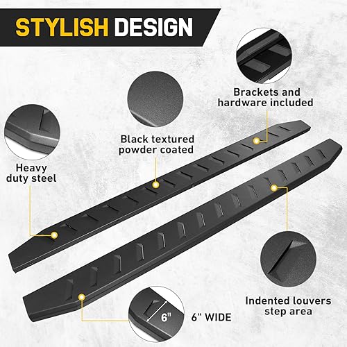 Miniatura 3 de ONINE Estribos negros de 6 pulgadas, ajuste personalizado, para Chevy ColoradoGMC Canyon Crew Cab 2015-2025, barras Nerf texturizadas, resistentes