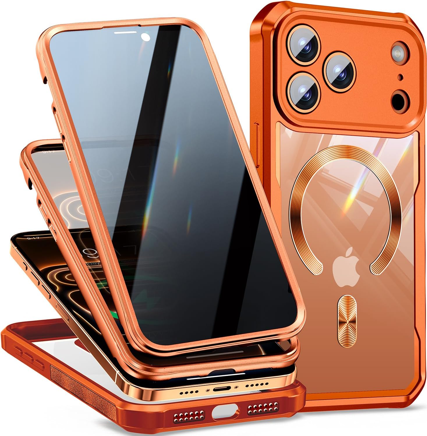 [CD Loop+Privacy Screen Protector]Magnetic Case for iPhone 17 Pro Max Case, Military Grade Protection Anti-peep Privacy Screen Double Sided 9H Glass Compatible with MagSafe Case for iPhone 17 ProMax