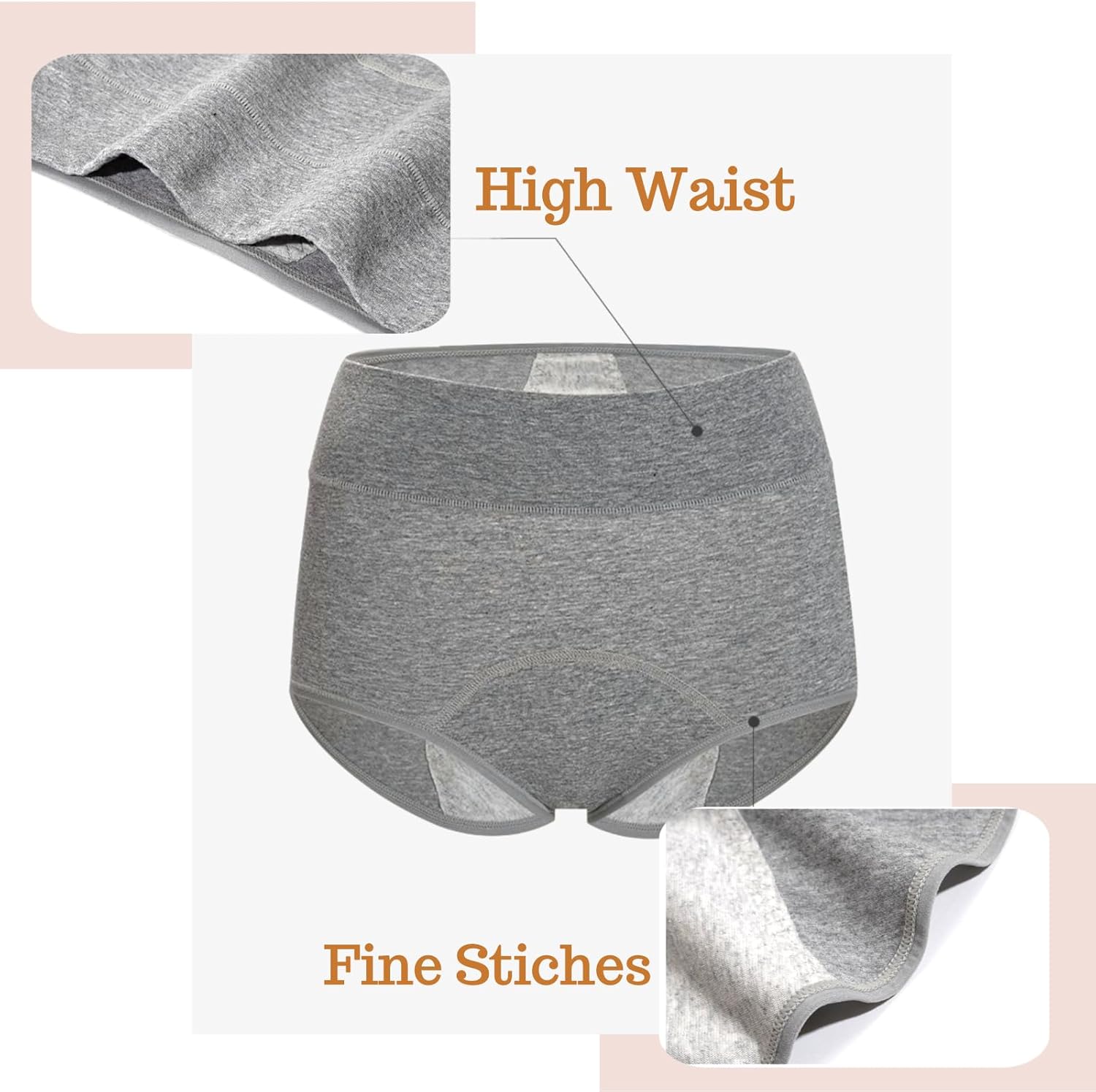 Women's Washable Incontinence Underwear 4 Pack, Leakproof Ladies Panties High Waist, Incontinence Protective Briefs for Minor Bladder Leak(L) - Image 5