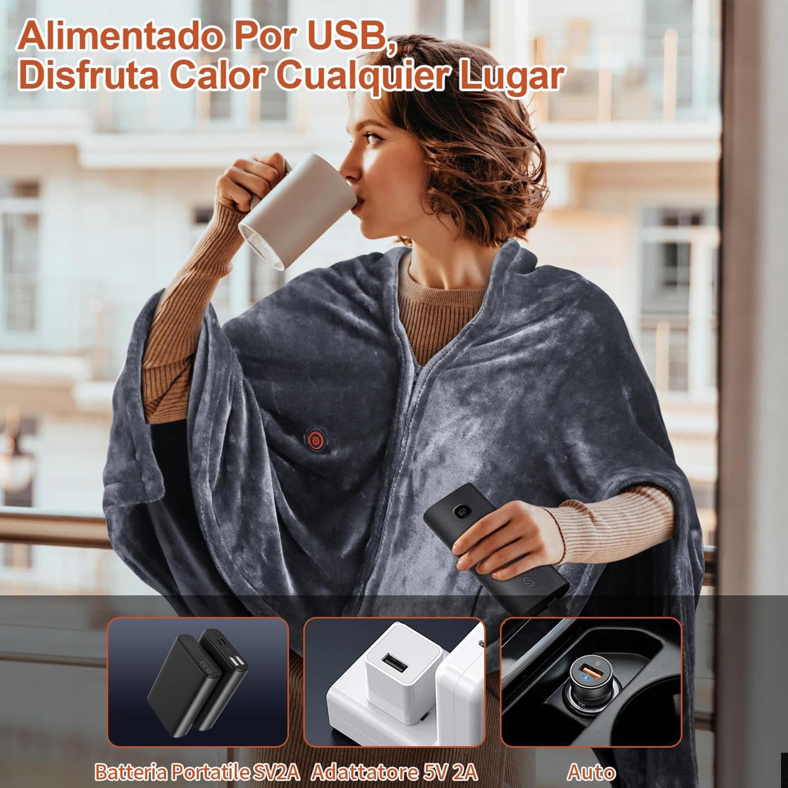 Manta Termica USB 150x80cm,con 3 Temperaturstufen et Calor Rápido, Almohadilla Eléctrica Lavable, Esterilla Electrica pour Oficin Cama Exterior Familia