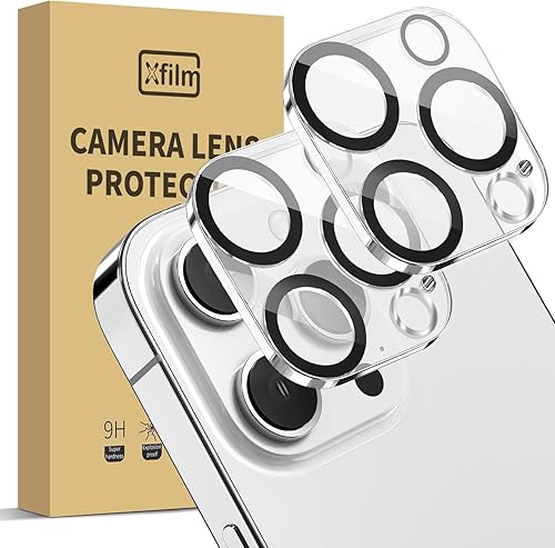 Xfilm Protector de lente de cámara para iPhone 15 Pro y 15 Pro Max, cubierta de cámara de vidrio templado de dureza 9H, Ultra HD, antiarañazos,