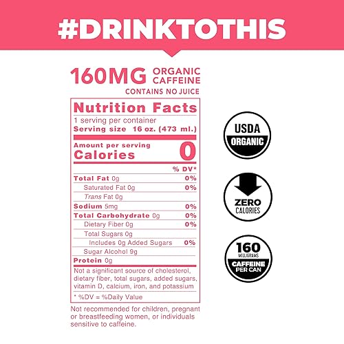 Miniatura 9 de Zero Calorie Cherry Lime Organic Sparkling Yerba Mate Tea - Cero Azúcar, Cero culpa, (160 mg de cafeína), latas de 16 oz, paquete de 12  CLEAN CAUSE