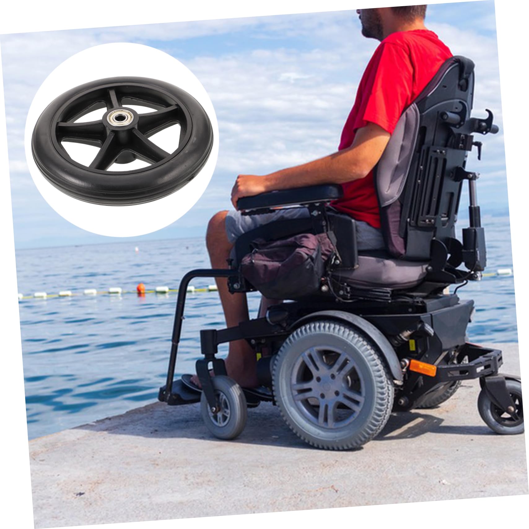 HAPINARY Wheelchair Parts 2 Pack 6 Inch Front Wheel Replacement Wheelchair Wheel Black Quiet