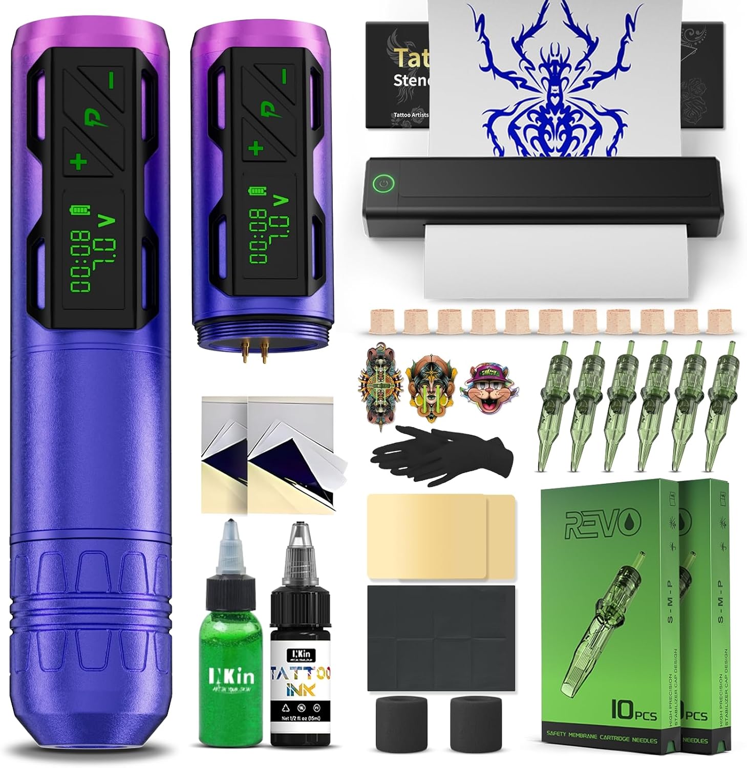 INKin CL2 Kit Tatuaggi Wireless con Doppia Batteria 1800mAh