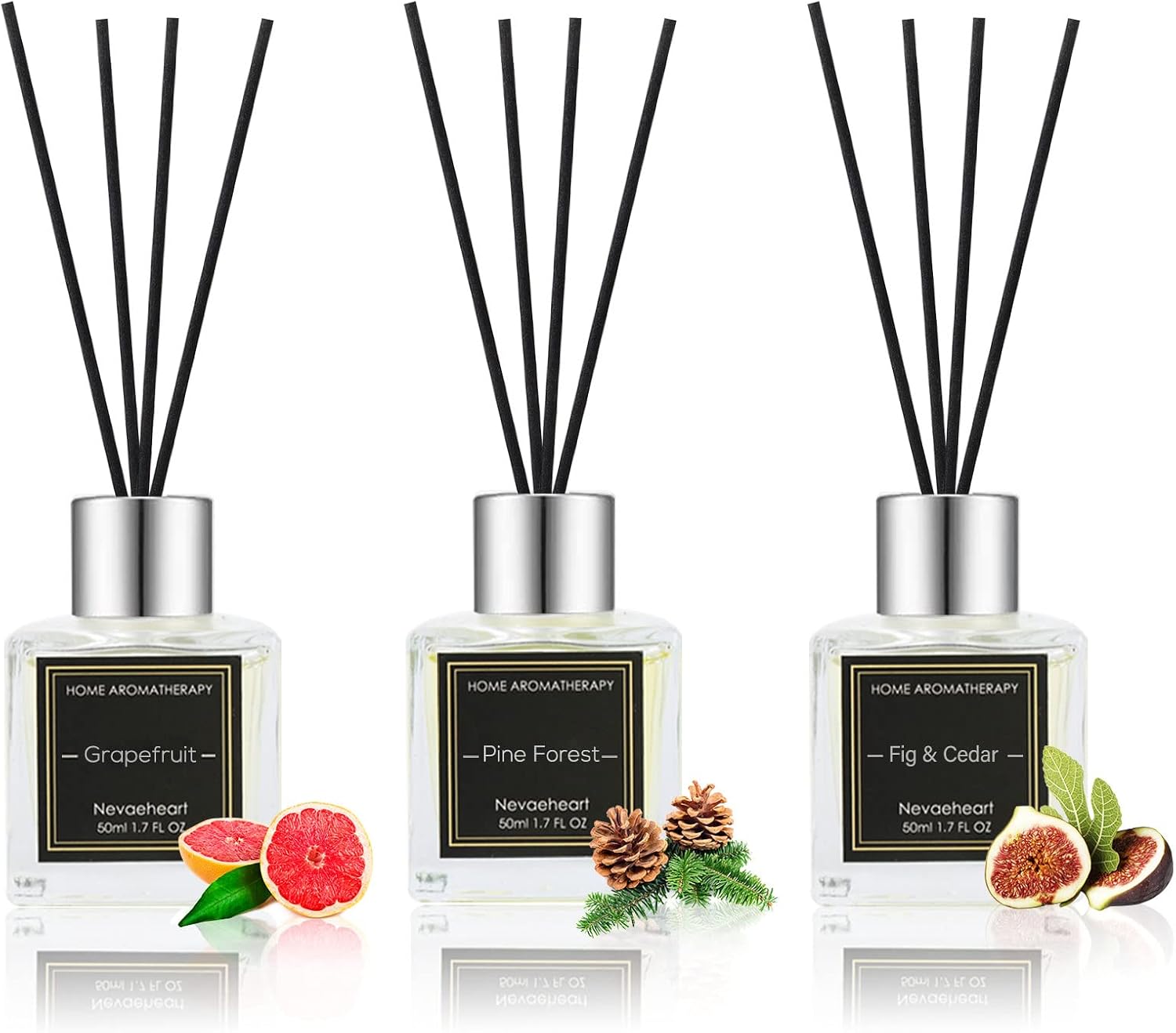 NEVAEHEART Reed Diffuser Gift Set, Pine Forest/Fig Cedar