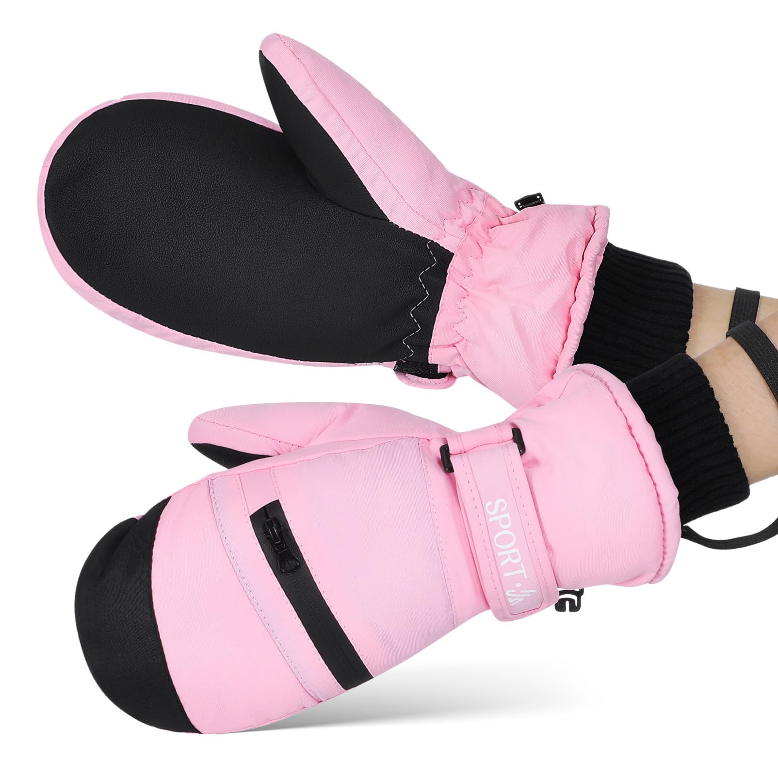 Toddmomy Guantes de Invierno Impermeables para Mujer y Hombre Térmicos y Resistentes al Agua con Pantalla Táctil para Senderismo Esquí y Paseos Talla S Color Rosa