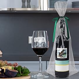 Morepack Clear Wine Bottle Gift Bags 100Pcs 8x16+4 Flat Bottom Cellophane Bags (No Side Gusset)