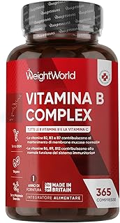 Vitamina B Complex, 365 Compresse Vegane, 1 al Giorno (1 Anno), con Biotina, Acido Folico, Riboflavina, Inositolo, Vitamina B12, B1, B3, B4, B5, B6 e Vit C (Acido Ascorbico), Senza Magnesio Stearato