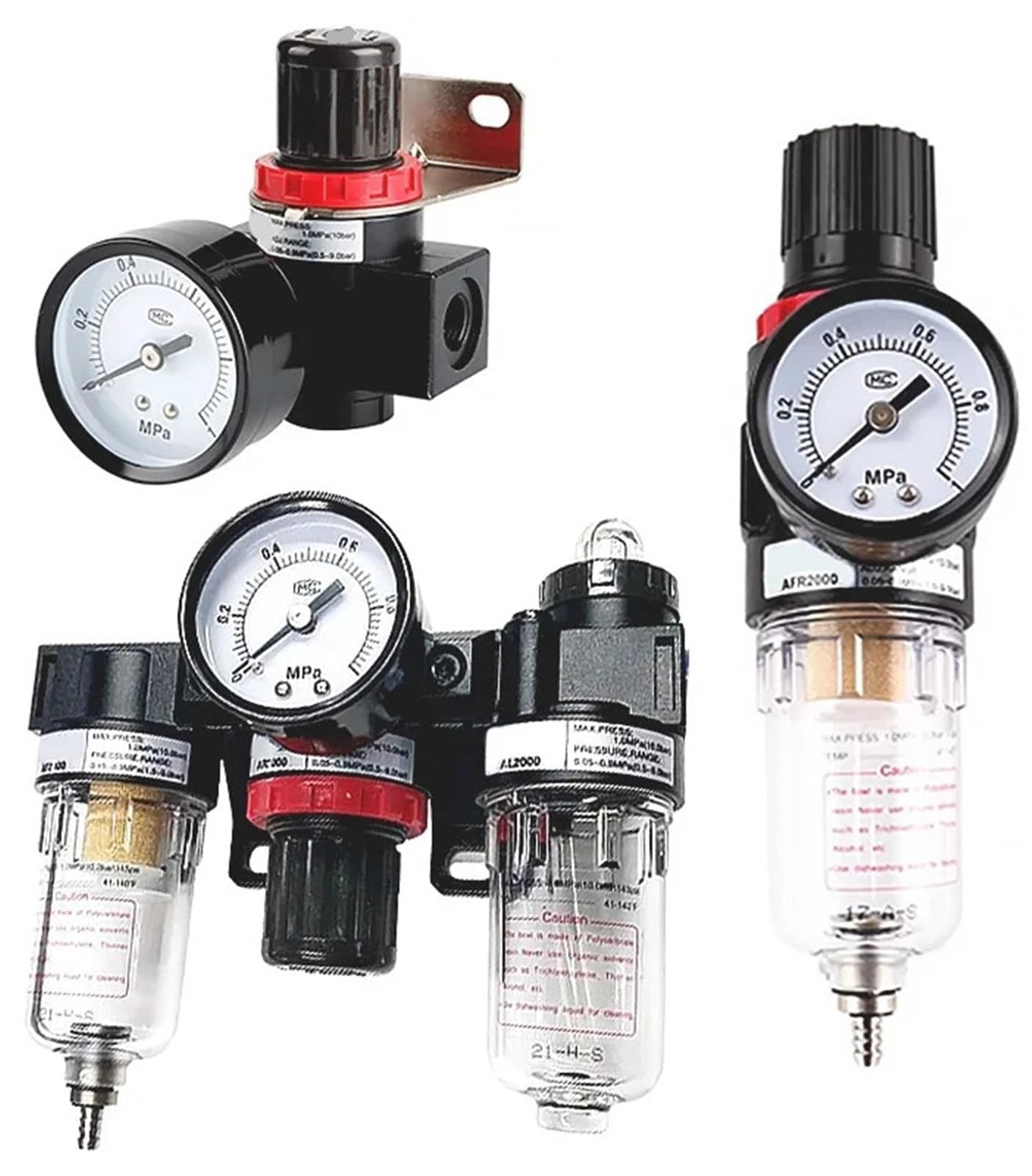 Filtro de compresor de aire neumático AC BC2000 de tres piezas con separación de aceite y agua AFR BFR3000 4000 válvula reguladora de presión AR BR2000