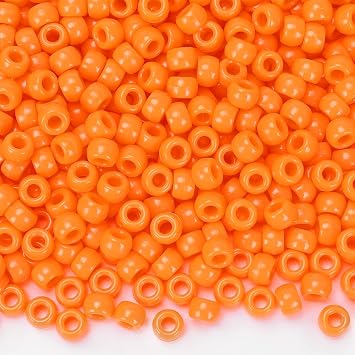 IOOLEEM Orange Pony Beads,1200pcs Beads for Bracelets Making & Hair braiding, Kandi Friendship Bracelets & Jewelry Making.