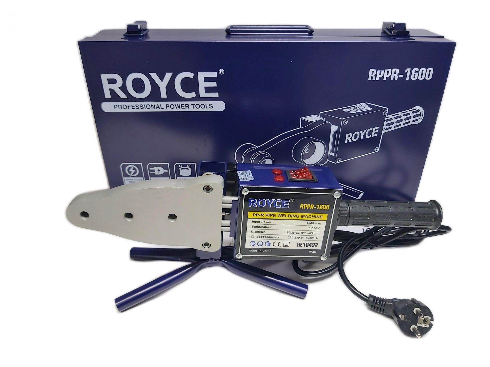 Polifusore Saldatore Professionale 1600W per Tubi PE-PP-PVC-PVDF – Temperatura Regolabile 50‑300°C – Con 6 Matrici e Accessori in Valigetta – Saldatrice per Impianti Idraulici e Termici