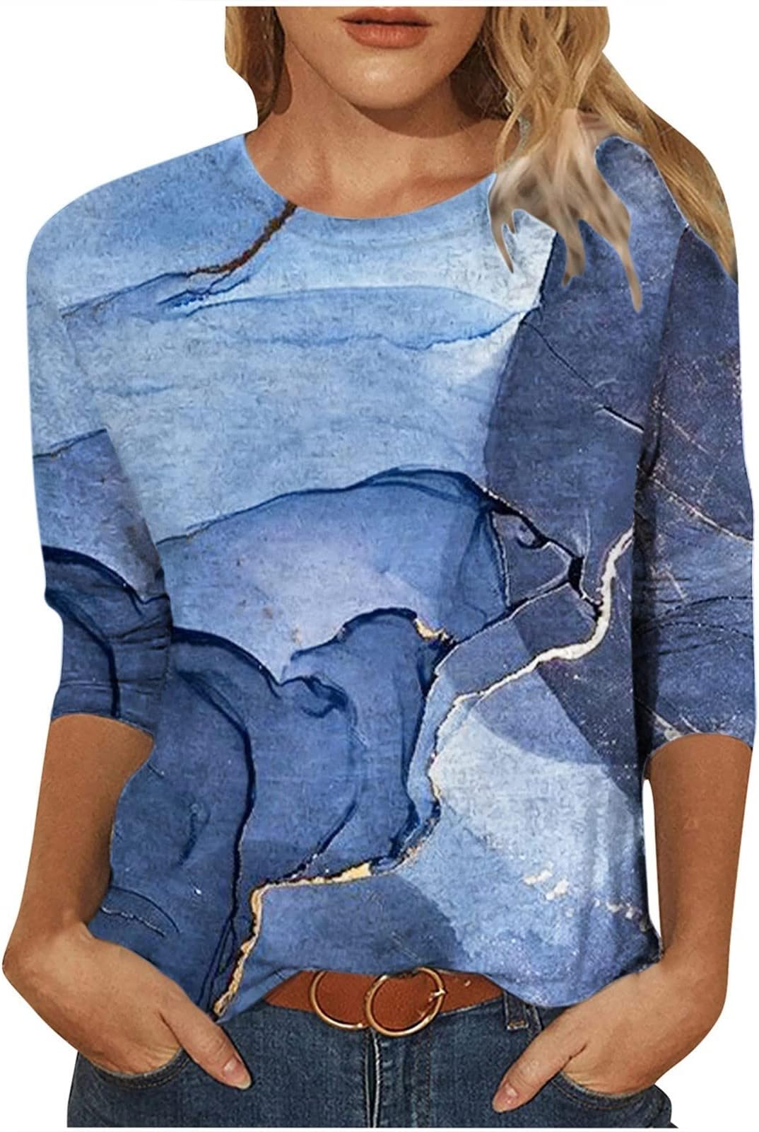 APIVOEHalf Sleeve T Shirts for Women 3/4 sleeve Tops Womens Shirts Trendy Womens 3/4 sleeve Blouse Plus Size Dressy Tops for Women Woot Deals of The Day Amazon Returns