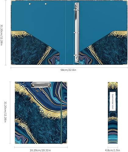 Miniatura 18 de Ospelelf Mini 3 Ring Binder, 2 Inch, Cute Pink Marble Binder for 5.5" x 8.5" with 5 Tab Dividers, File Folder Labels and Low Profile Clipboards