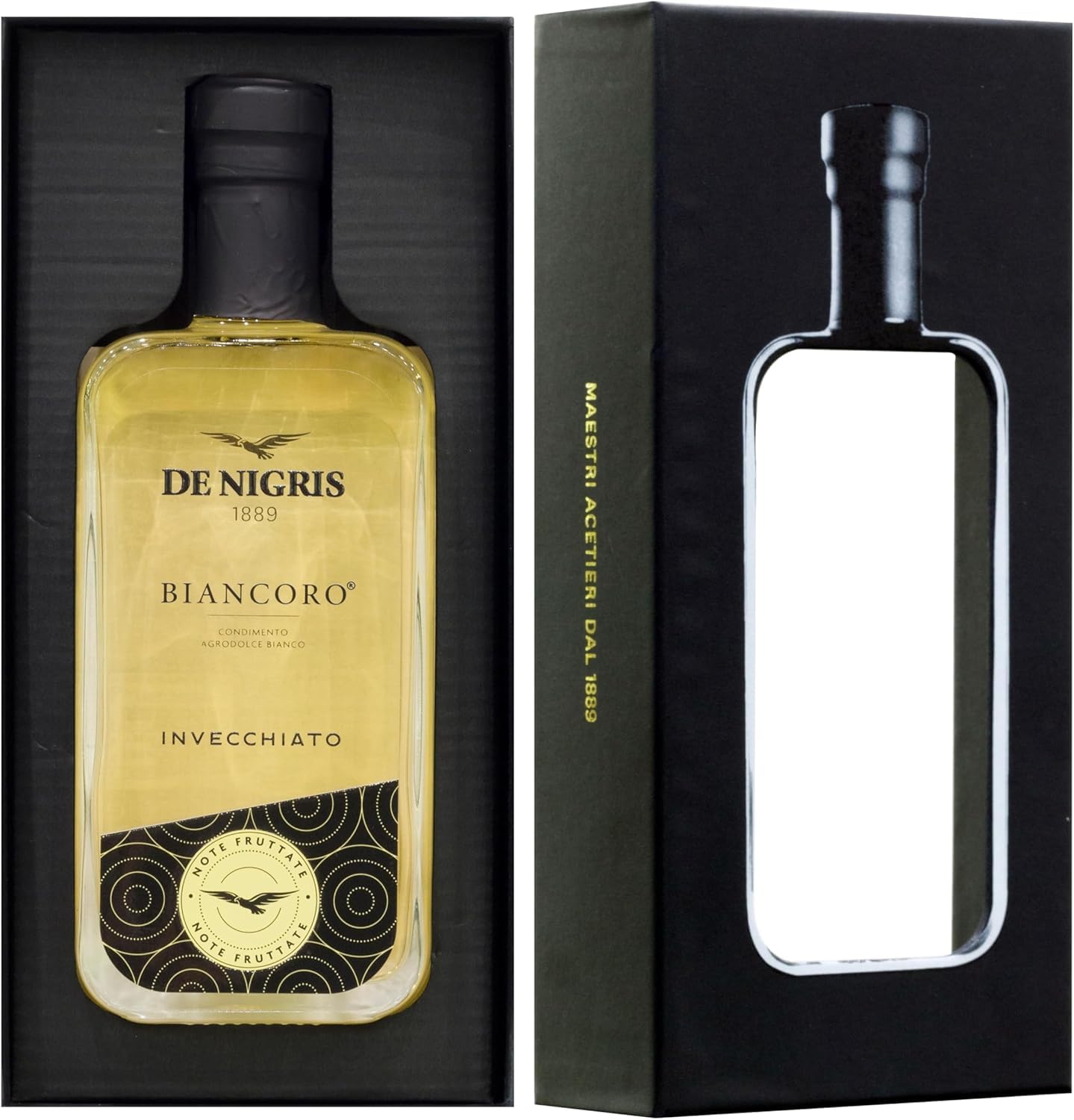 De Nigris Condiments BiancOro | Condiment Vinaigre Aigre-doux | Vinaigre Balsamique de Modène Aux Notes Fruitées | Condiments, 250ml