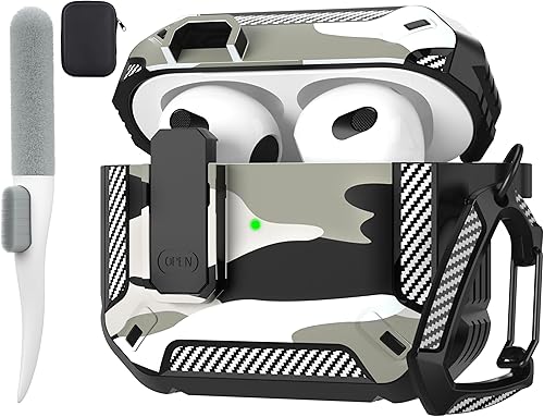 Vista 30 de Maxjoy Funda para AirPods 4 con cerradura, funda para AirPods de 4ª generación con kit de limpieza, a prueba de golpes, funda protectora para Azul