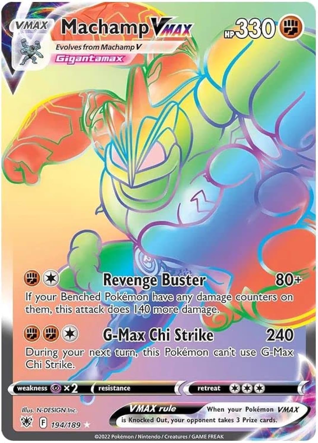 Machamp VMAX 194/189 Rare Rainbow Pokemon Card SWSH Astral Radiance + 1x TitanCards Toploader