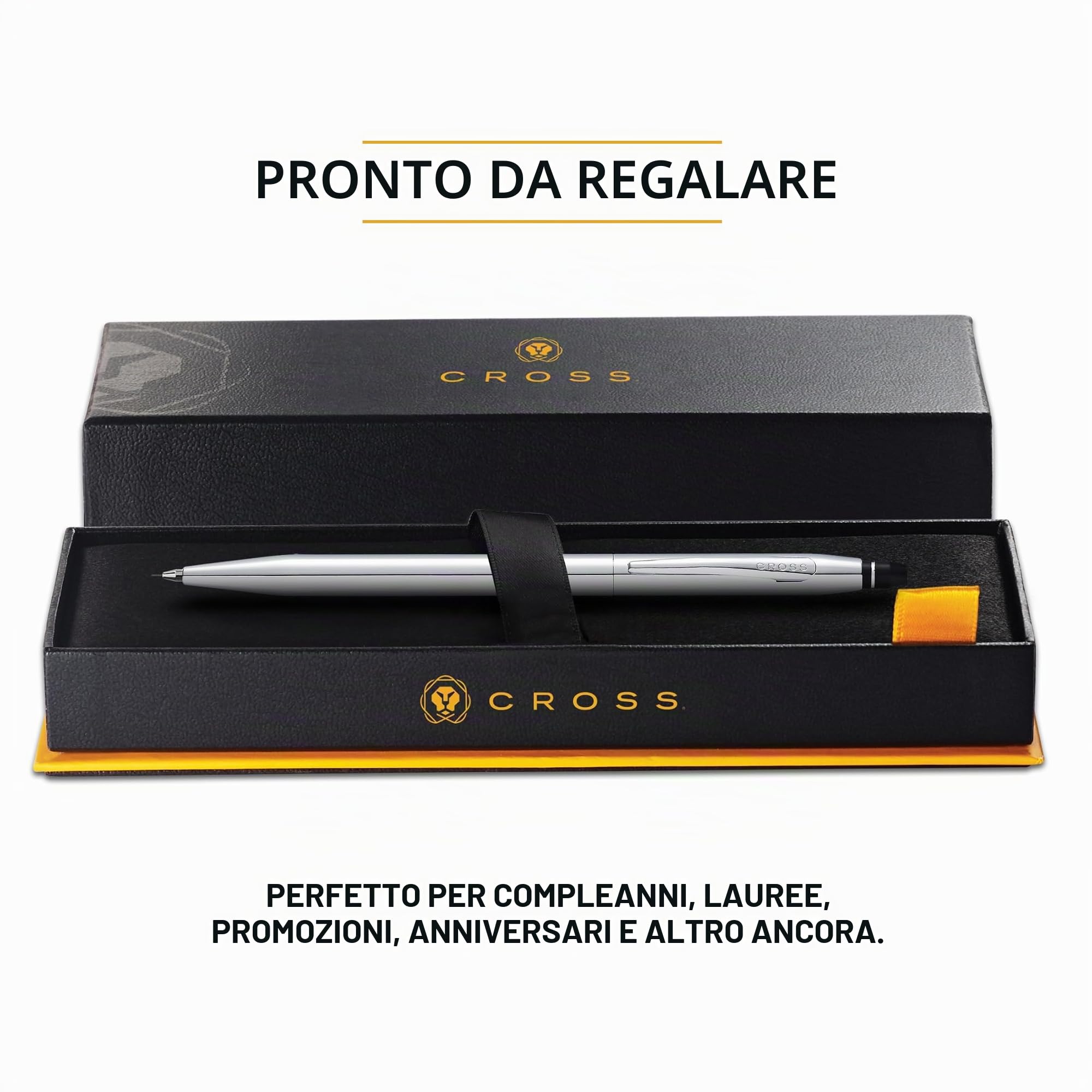 Cross Click - Matita ricaricabile presentata in una confezione regalo per tutti i giorni, punta media, inchiostro nero, cromato