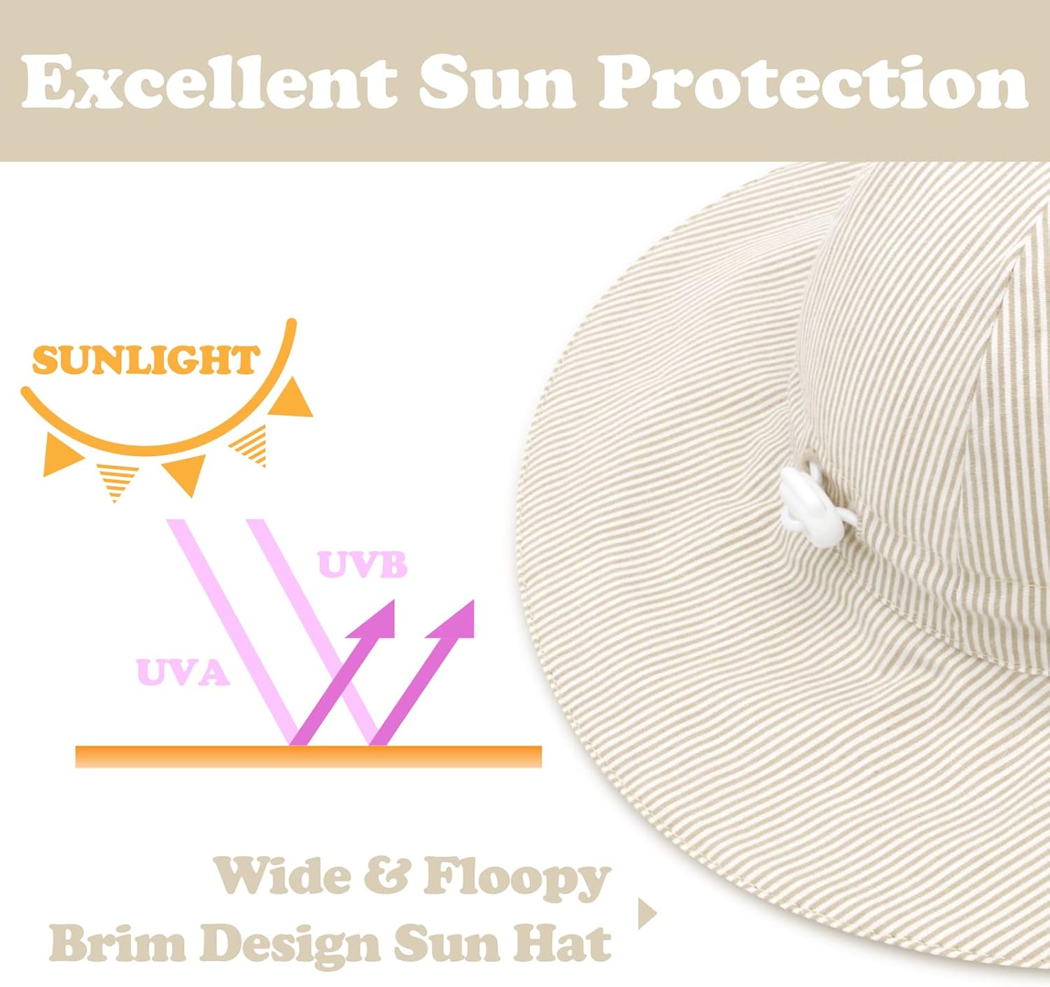 Infant Sun Hat Baby Girl Sun Hat Toddler Hats for Boys Girls Baby Boy Hats Wide Brim Baby Beach Hat UPF 50+ Cotton - Image 5