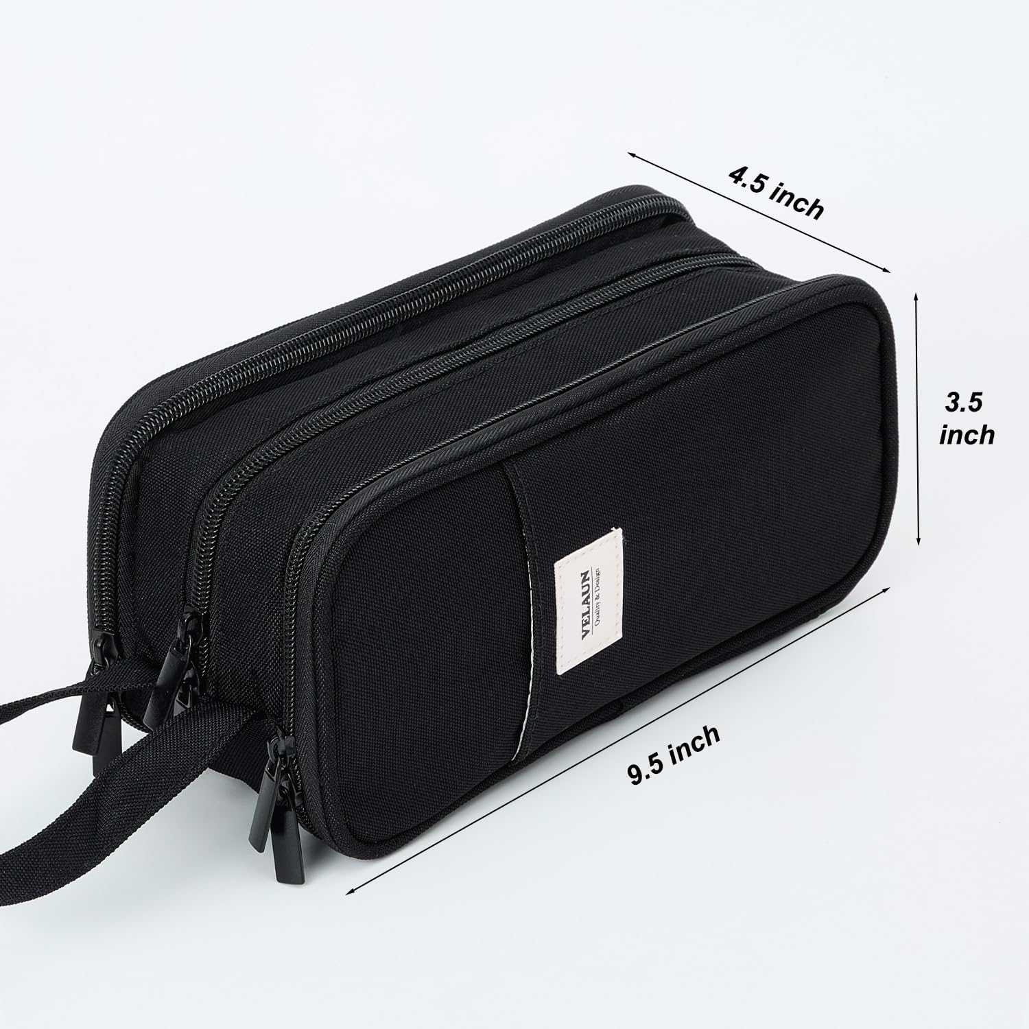 Pencil Case Pouch, Large Capacity Pencil Box Bag, Aesthetic Pen Organizer for School Supplies, Cute Preppy Stuff for Girls Boys Kids, Back to College Stationery, Black image 5