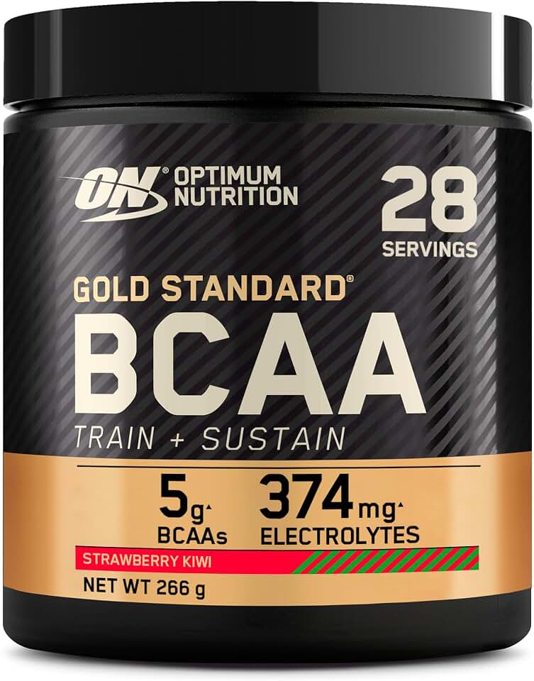 Optimum Nutrition Gold Standard BCAA Train + Sustain, poudre d'acides aminés pré-entraînement, boisson sportive, vitamine C, zinc, magnésium et électrolytes, saveur fraise & kiwi, 28 doses, 266 g