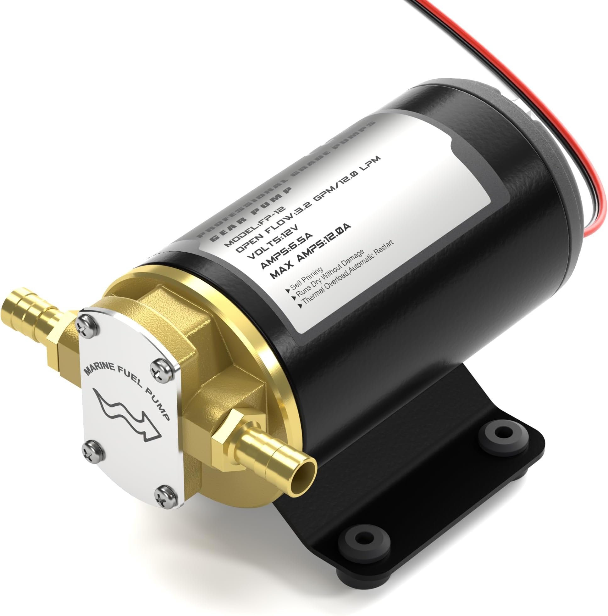 12V Oil Transfer Pump, 3.2GPM Gear Oil Pump, Lubricant Diesel Engine Scavenge Oil Extractor Pump, Portable Oil Suction Pump Self Priming for Marine Machinery Oil Change Pump