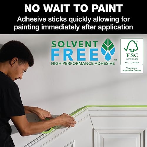 Miniatura 6 de FrogTape Advanced Painters - Cinta adhesiva multisuperficie de 1.5 pulgadas de ancho (1.41 pulgadas x 45 yardas) con bloque de pintura, se adapta a