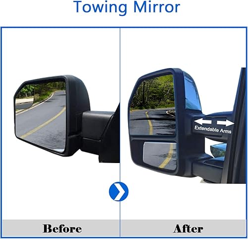 Miniatura 8 de JZSUPER Espejos de remolque para Ford F150 2015 2016 2017 2018 2019 2020 Espejos de remolque del lado derecho del pasajero con luces de charco