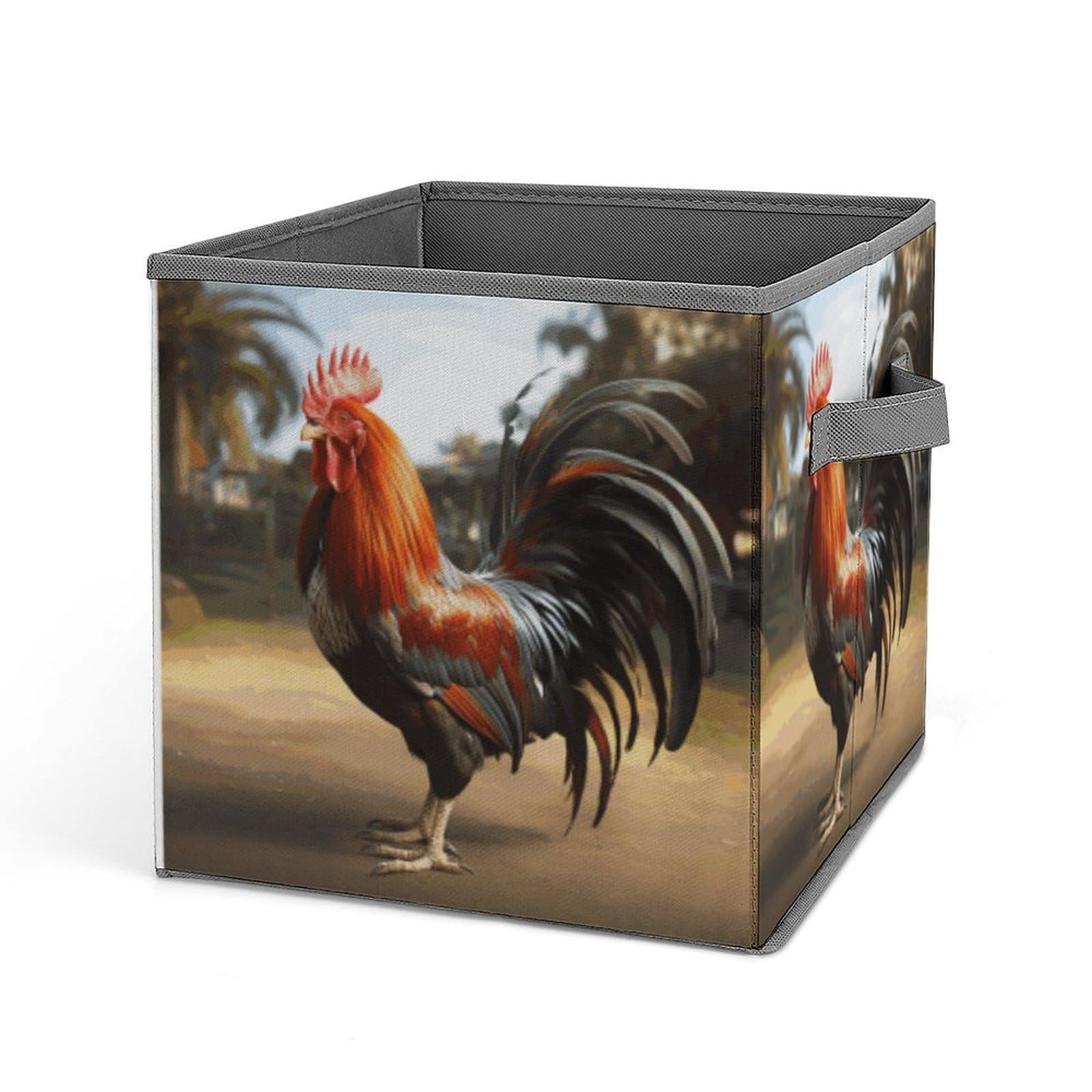 VstaDank Proud Rooster Storage Bin Collapsible Storage Cubes Organizer Oxford Cloth Storage Box with Dual Handles Large Stackable Closet Storage Bins for Sheets Hat Sweater