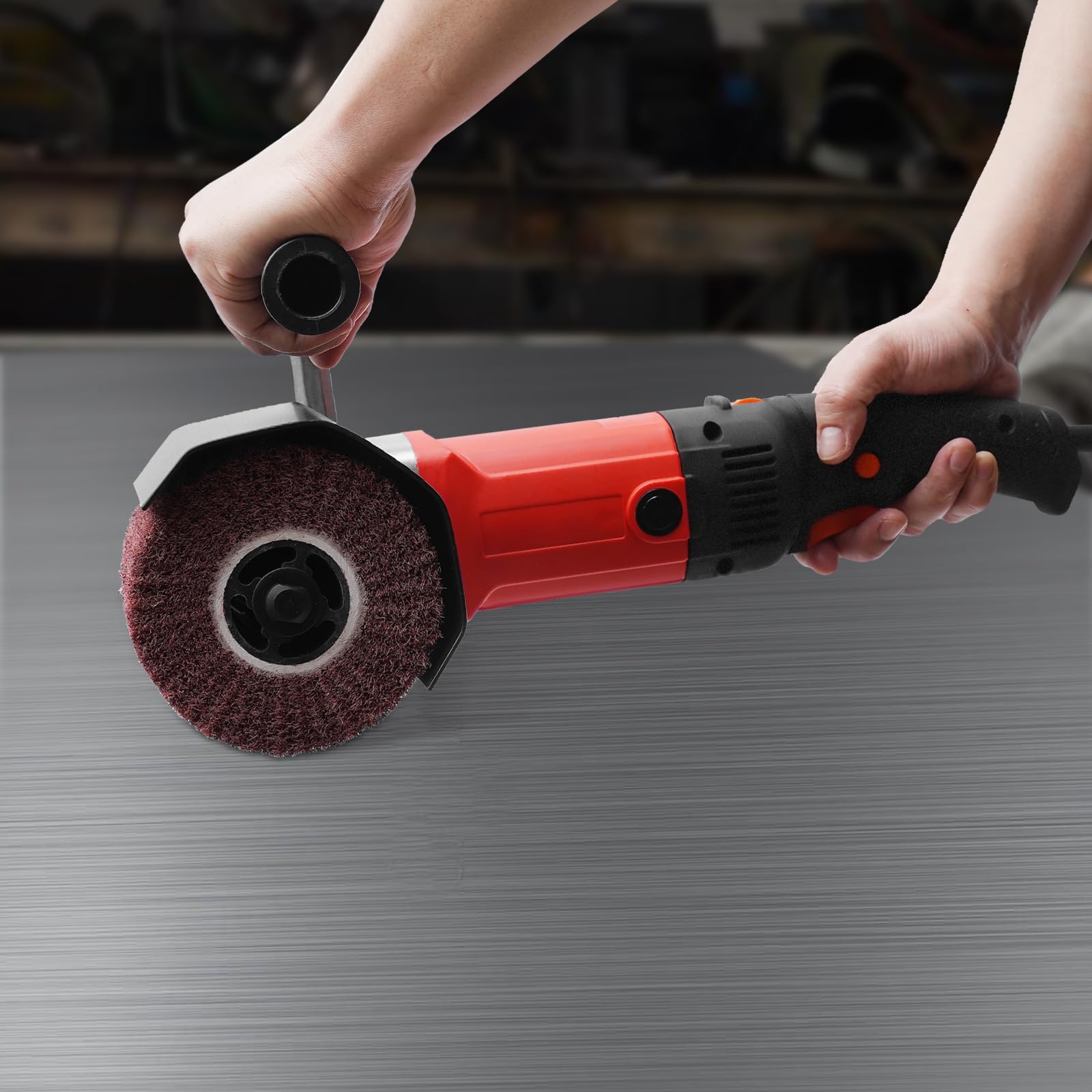 Máquina de satén de 1580 W, 100 a 3000 rpm, lijadora de cepillo de madera con función de lijado en rodillo, cepillo de madera para renovaciones exteriores, pulidora y pulidora, rango de velocidad