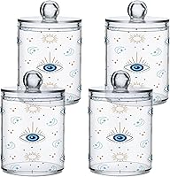 Vista 2 de Kigai Evil Eye - 4 tarros herméticos de plástico transparente para almacenamiento de alimentos para alimentos, hierbas, té, etc. con tapa