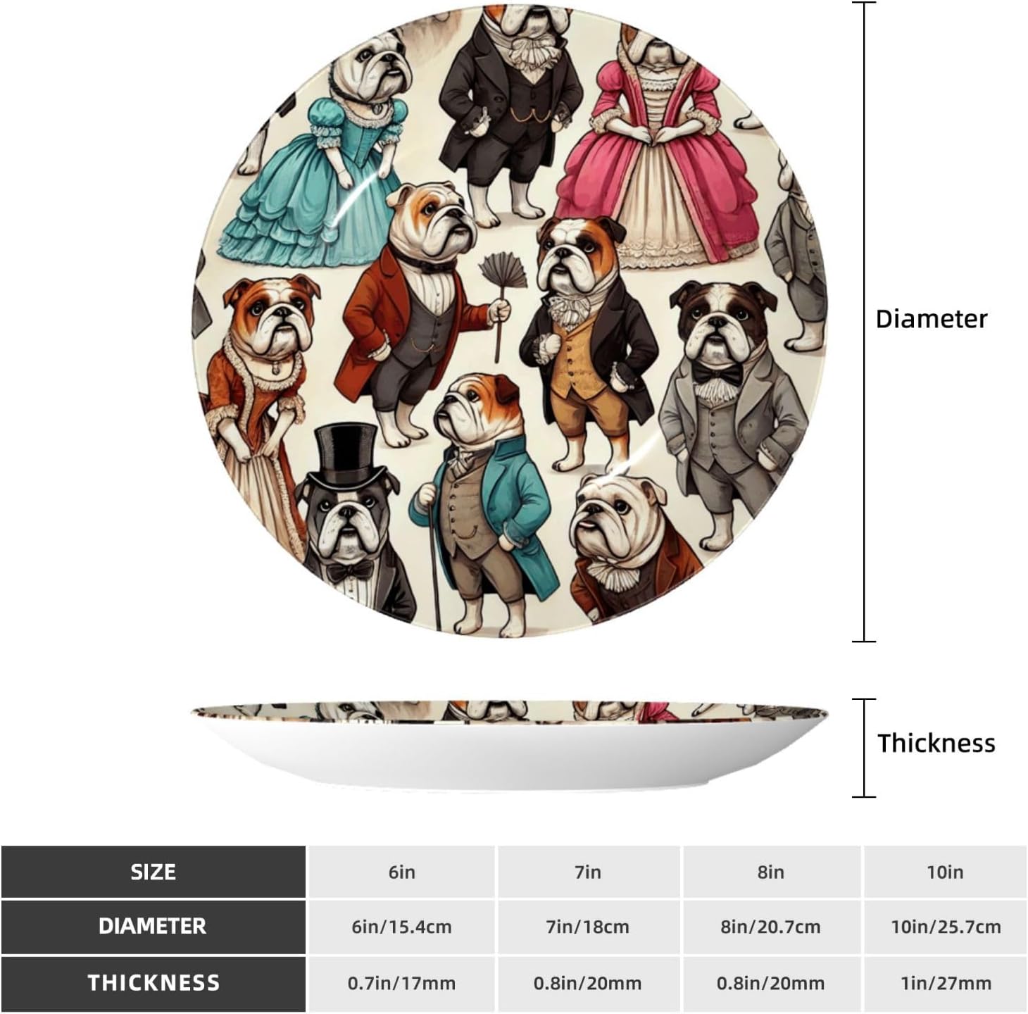 Aristocratic-Bulldogs 10 Inch Decorative Plate With Stand, Elegant Display Wall Plate For Home Decor