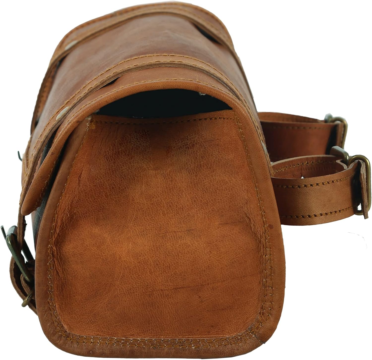 Urooj Handicraft Genuine Goat Leather Vintage Motorcycle 2 Strap Buckle Closure Tool Brown Bag Quick Release Clasp REINFORCED for handlebars,Forks, Sissy Bar - 10" Christmas New Year Gift Idea