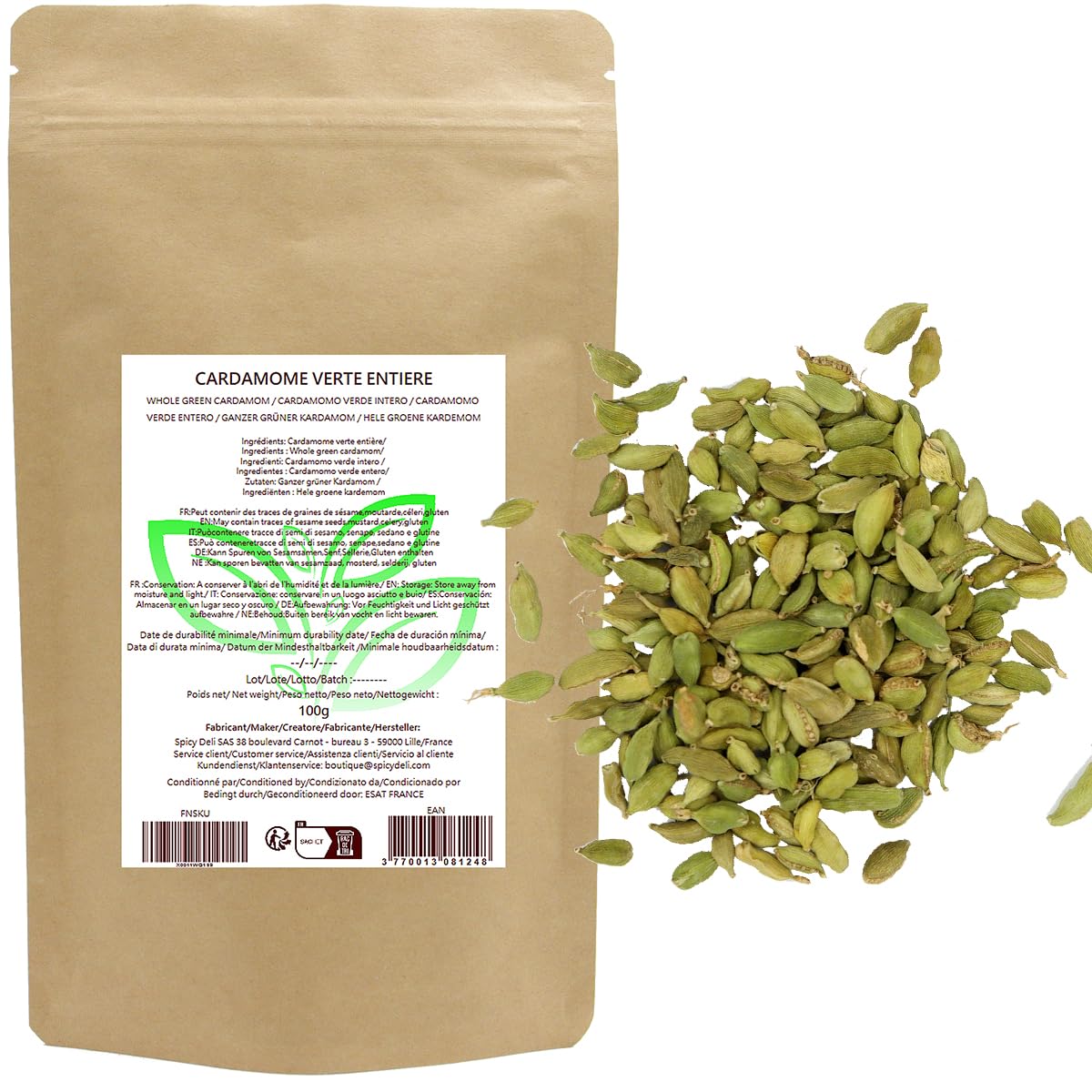 Cardamome Verte Entière 100gr "sachet refermable"