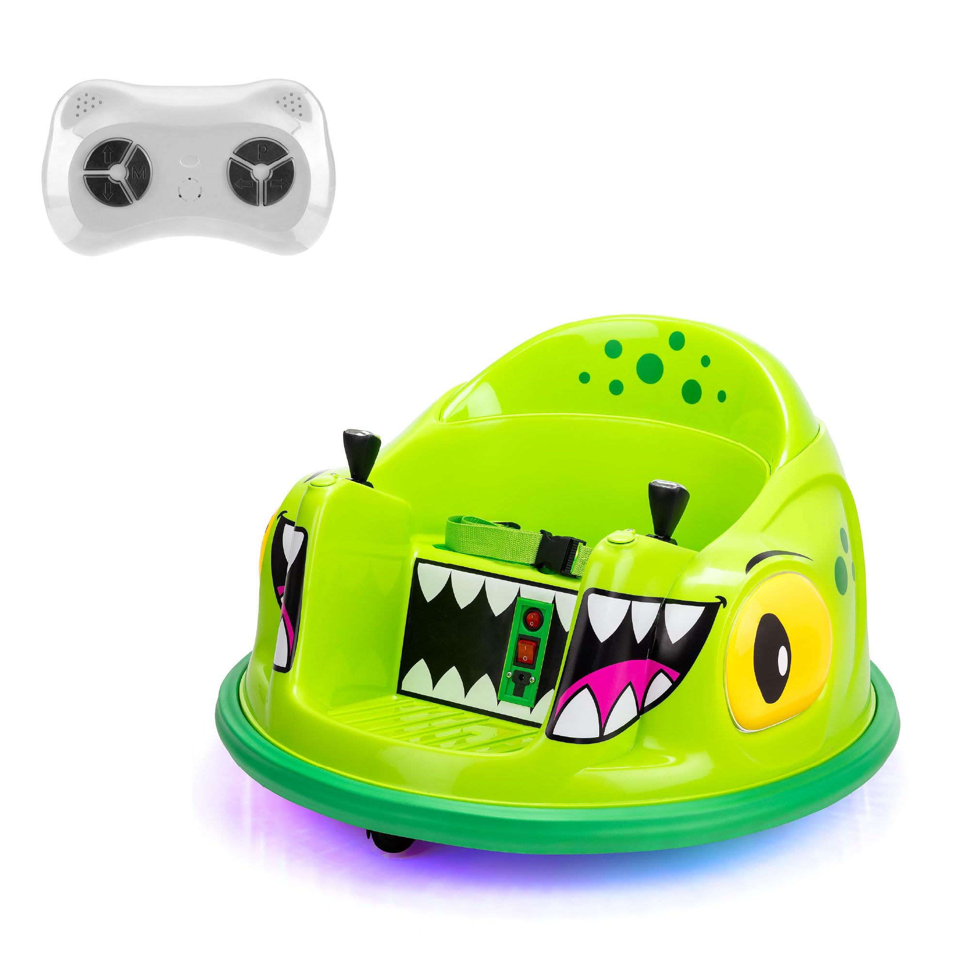 Xootz Dinosaur Bumper Car, Kids Electric Ride-On, 360 Degree Rotation Spin, Two Joy Sticks, Colourful LED Lights and Remote Control