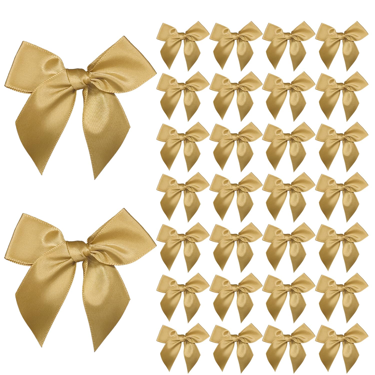 ACKKOR 30 Pcs Gold Bows Mini Bows for Crafts, Gift Wrapping Accessories Bows for Gift Wrapping Mini for Crafts for Craft DIY Sewing Wedding Birthday Party Crafts Bakery Candy Bags(Gold)