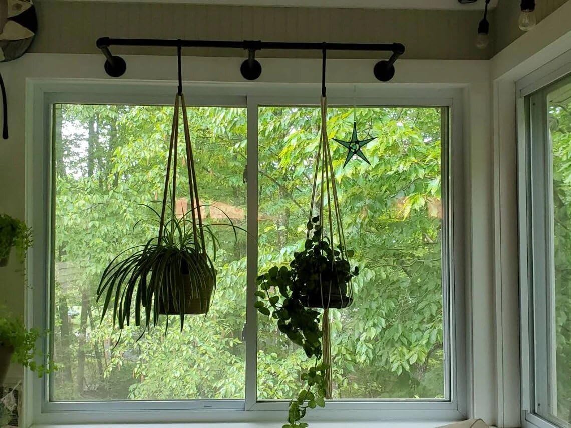 36x6 Inch Wall and Ceiling Mount with Three 3 Inch Hooks - Decorative Wall Mount for Plant Hangers - Made in USA