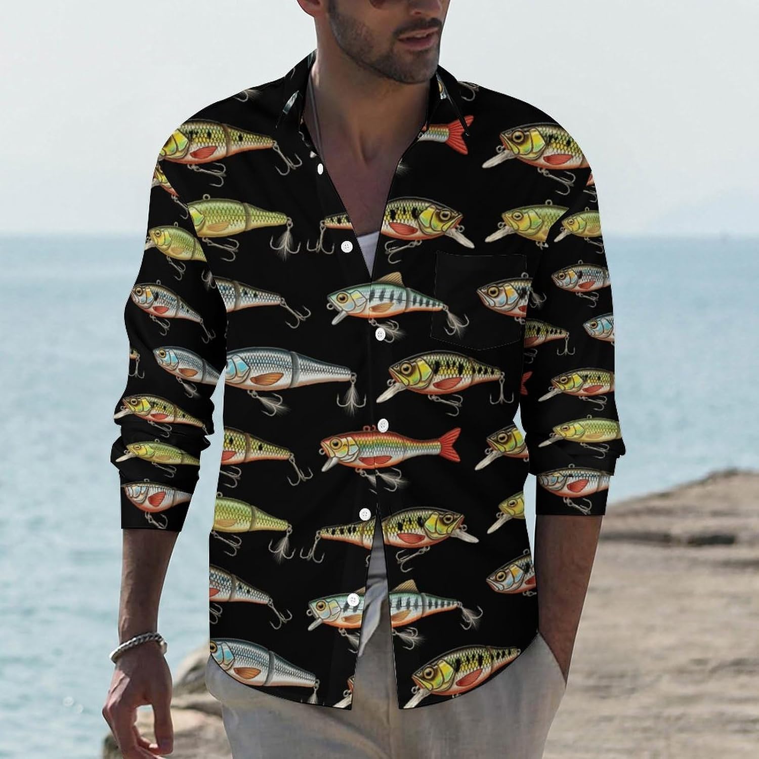 Men's Casual Button Down Shirts Lapel Pocket Long Sleeve Shirt Regular Fit