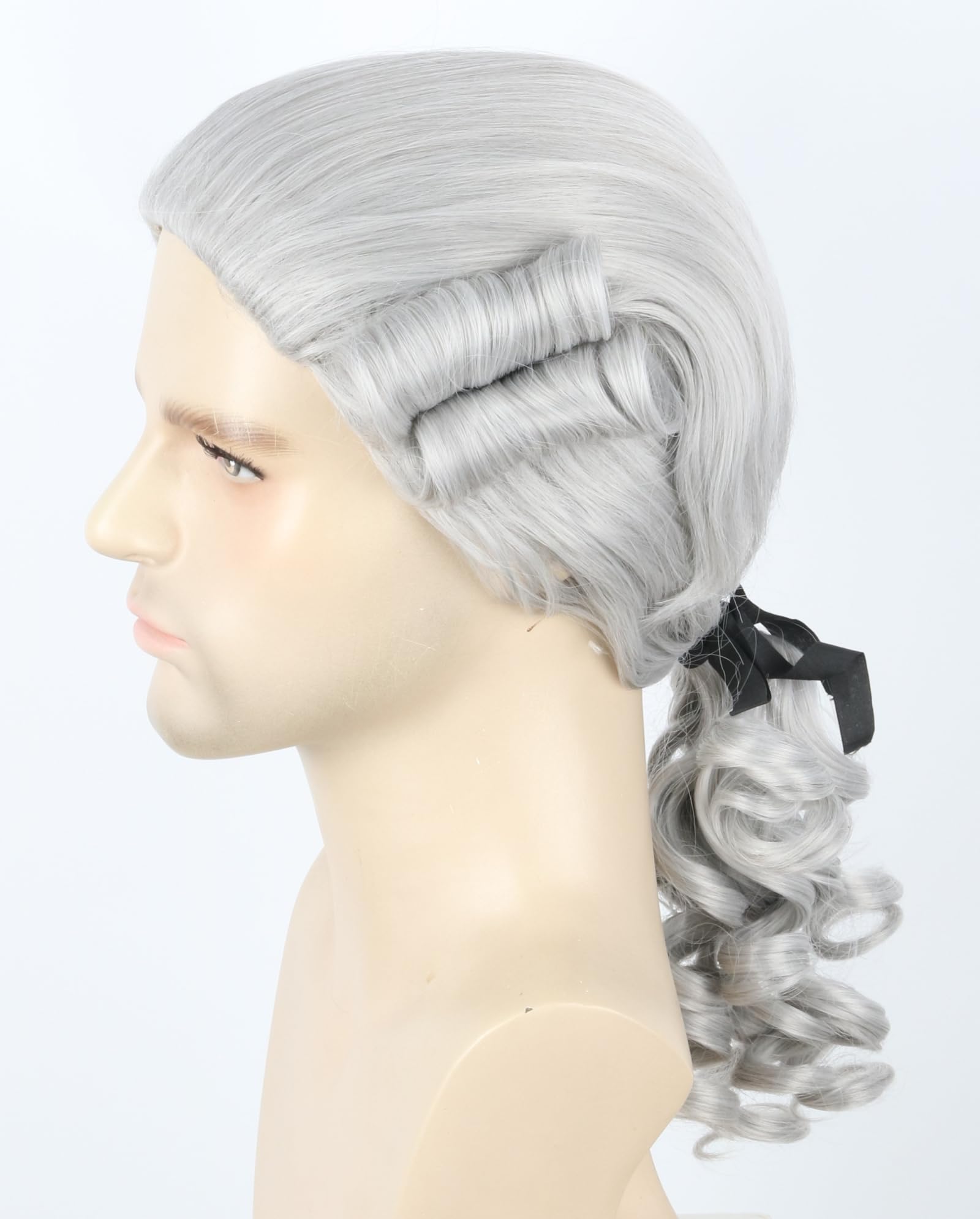 Topcosplay Parrucca da giudice storico da George coloniale da uomo o donna, parrucca bianca per Halloween (grigia)