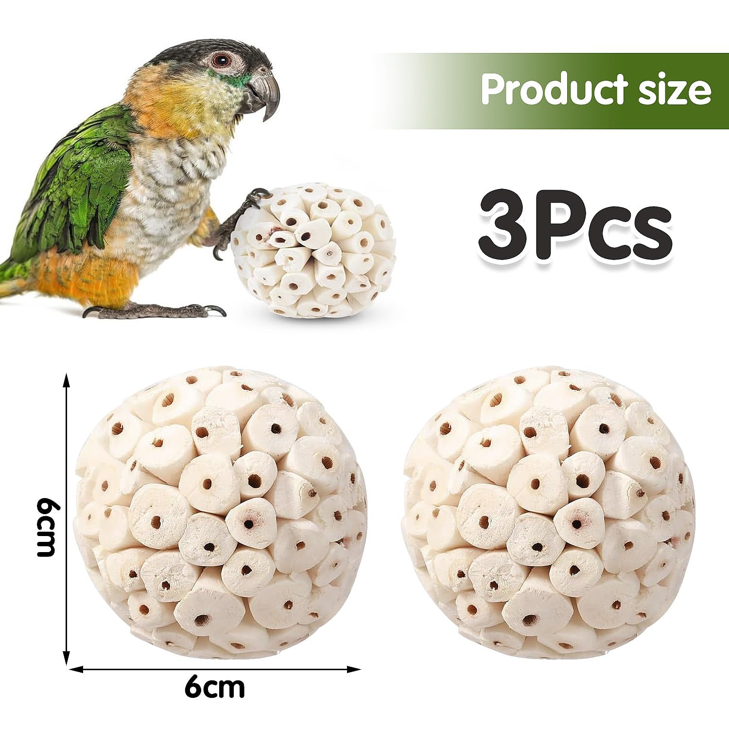 NAUZE 3Pieces Bird Natural Sola Balls Hanging Soft Sola Ball Beak Chew Shred Forage Toys Parrot Toys for Parakeet Mynah Budgerigar Love Birds Hamsters Rabbits - Image 2