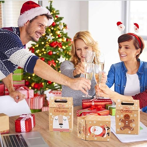 Miniatura 7 de LOKIPA Cajas de regalo de papel kraft de Navidad, 24 cajas de dulces para fiestas de Navidad para rellenos de bolsas de fiesta de Navidad