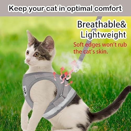 Miniatura 3 de Arneses para gatos y cachorros con conjunto de correas, arnés para gatos a prueba de escape, chaleco de malla suave reflectante ajustable apto para