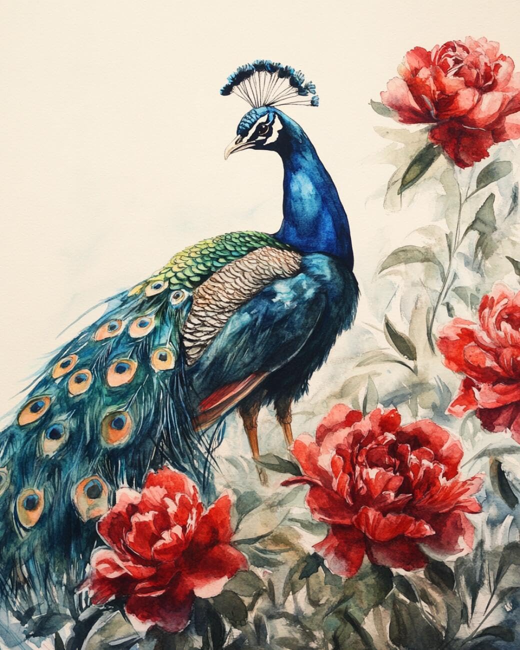 Henypt DIY Latch Hook Rug Kit Peonies and Peacocks 80x160cm