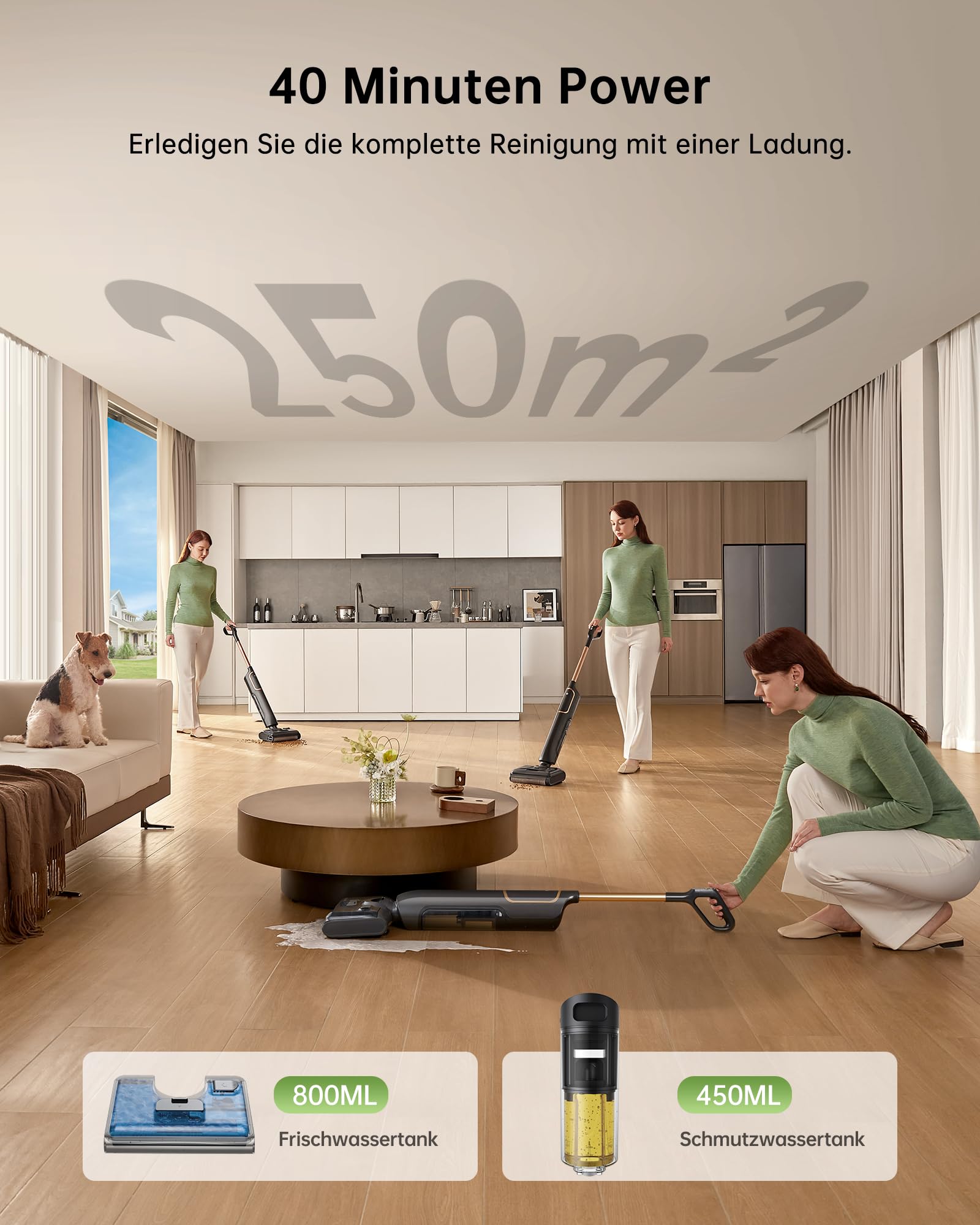Vexilar X7 Nass Trockensauger Akku, 20kPa Saugwischer mit 180° Flach-Design & Zwei-Tank-System, 40 Min Staubsauger mit Selbstreinigung, Nasssauger für Tierhaare