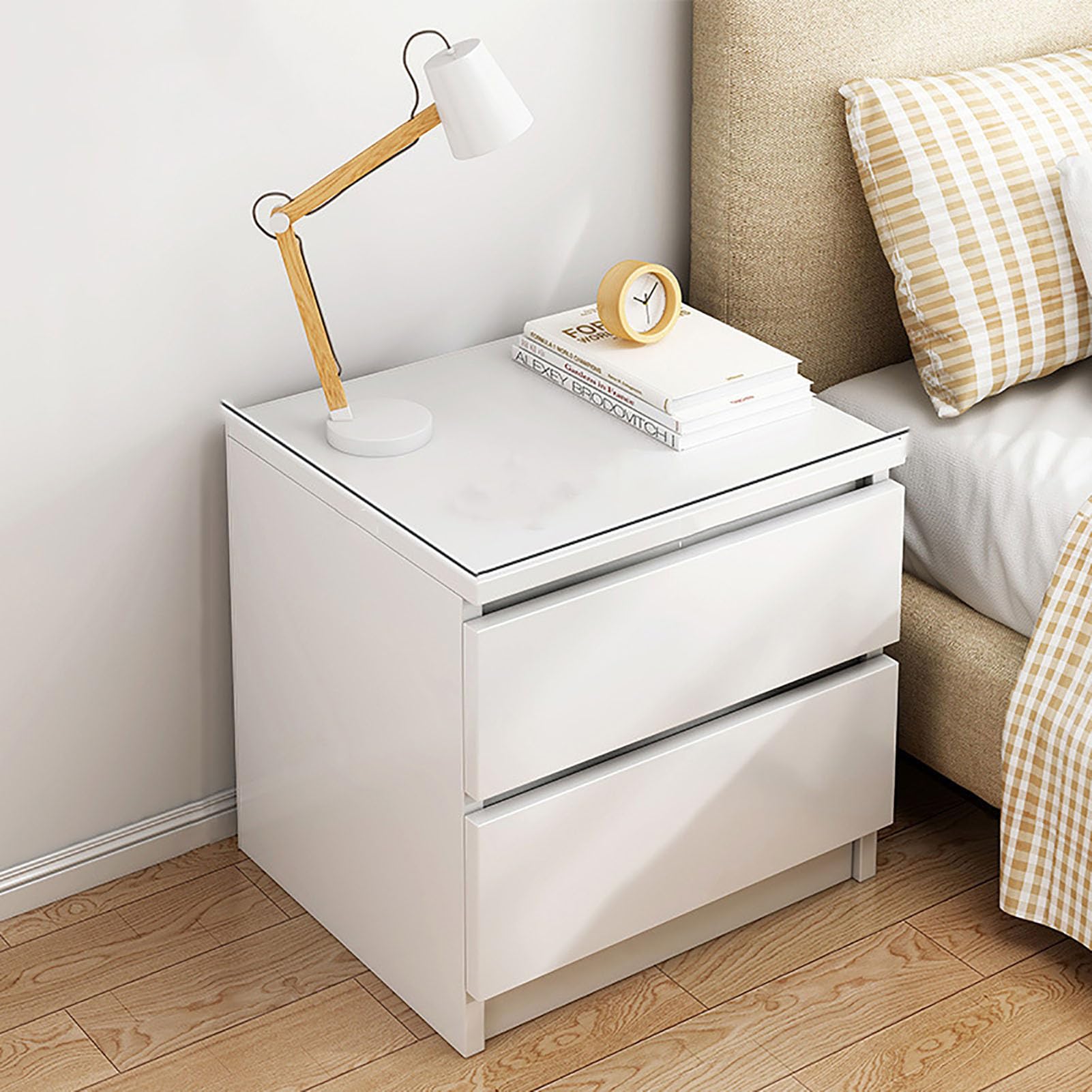 SXZenSpace Modern Wood Nightstand, Simple Bedside Table Creative with Drawer End Side for Bedroom Living Room Nursery,E,40x30x41cm(16x12x16inch)