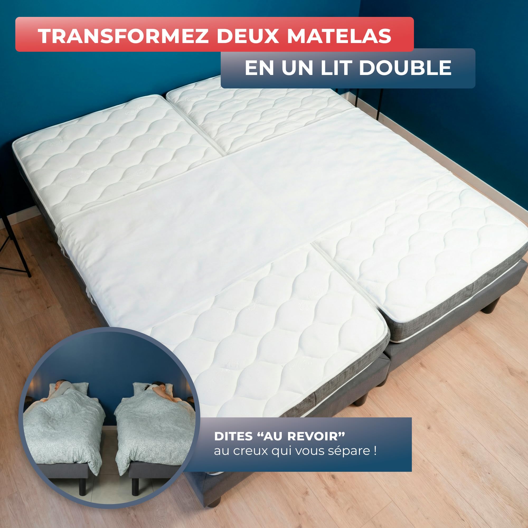 Wrappybag Pont de Lit - lit Pont Adulte pour Matelas - avec Sangles