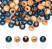 Vista 8 de 120 cuentas de madera rojas de 20 mm y 16 mm para macramé, cuentas espaciadoras de madera vintage de agujero grande